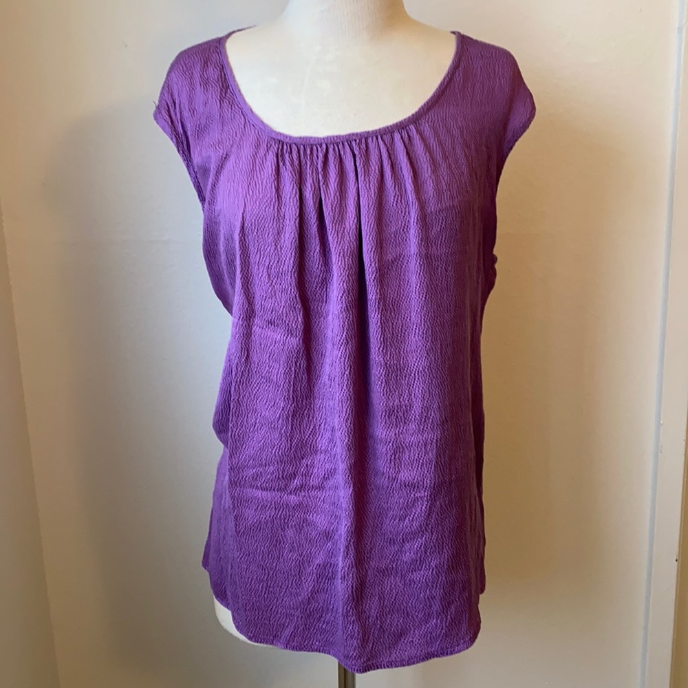 Citron Silk Sleeveless Purple Top 0X